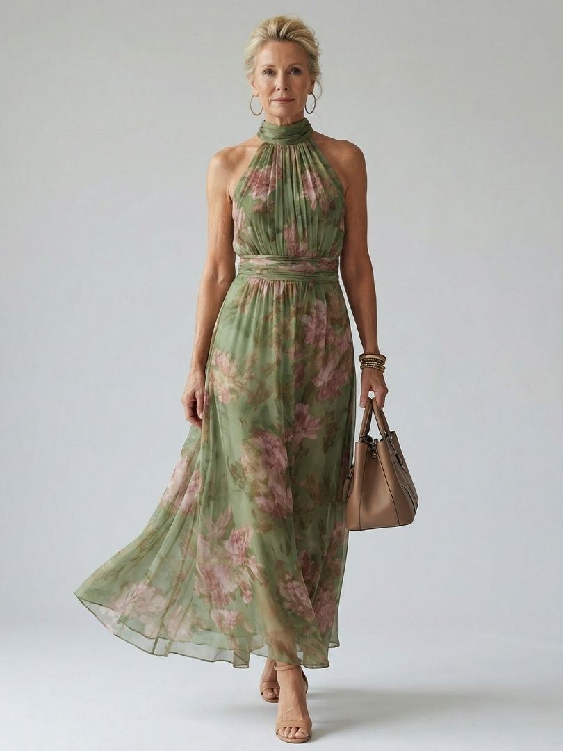 Mirelle | Abito midi halter arricciato