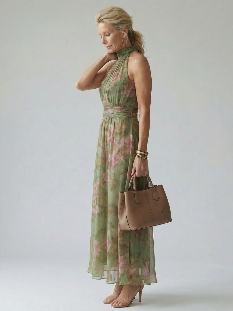 Mirelle | Abito midi halter arricciato