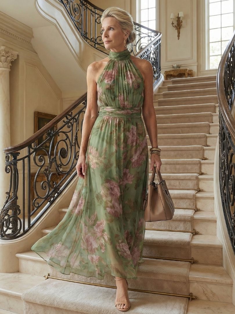 Mirelle | Abito midi halter arricciato