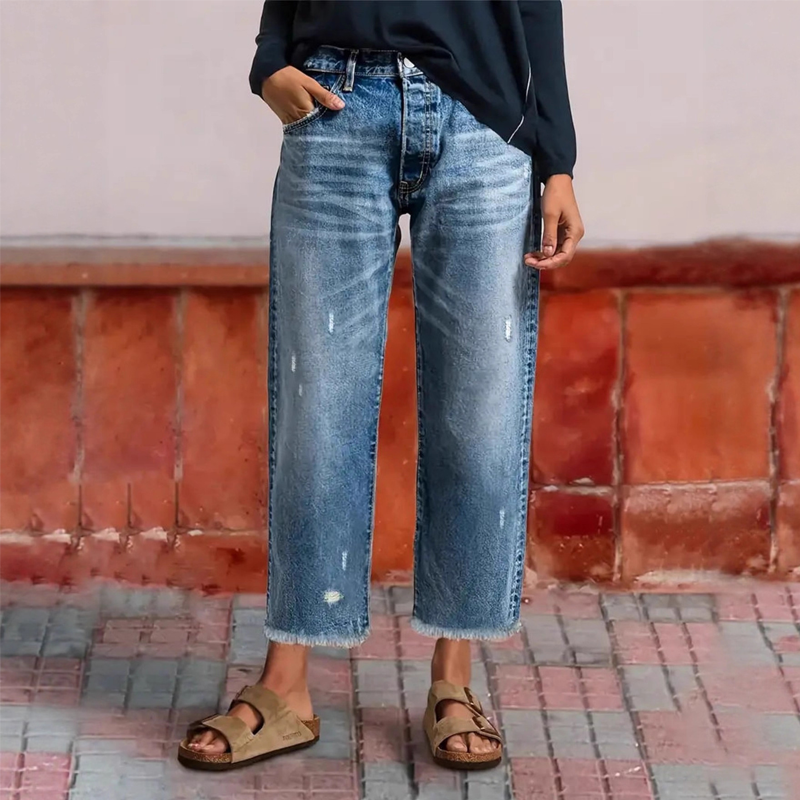 Valentina - Jeans cropped a gamba dritta dallo stile rétro