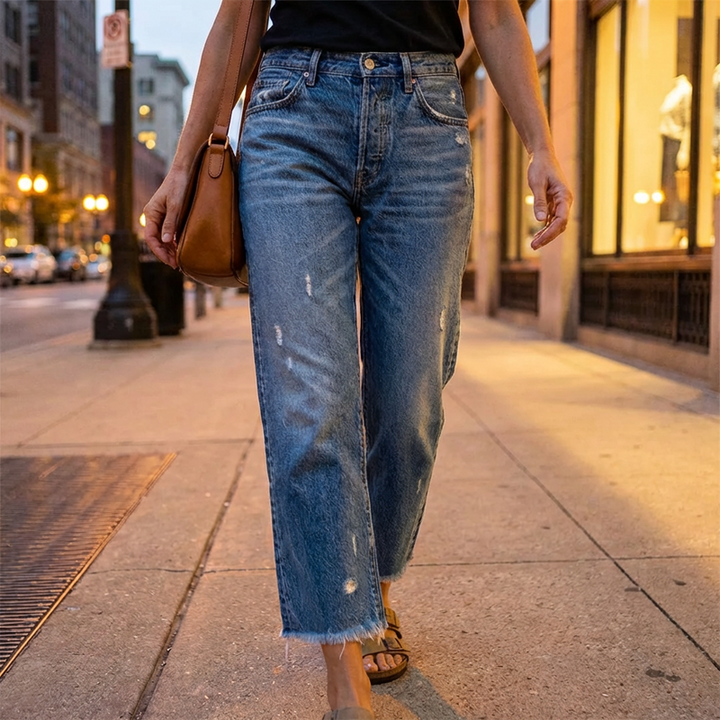 Valentina - Jeans cropped a gamba dritta dallo stile rétro