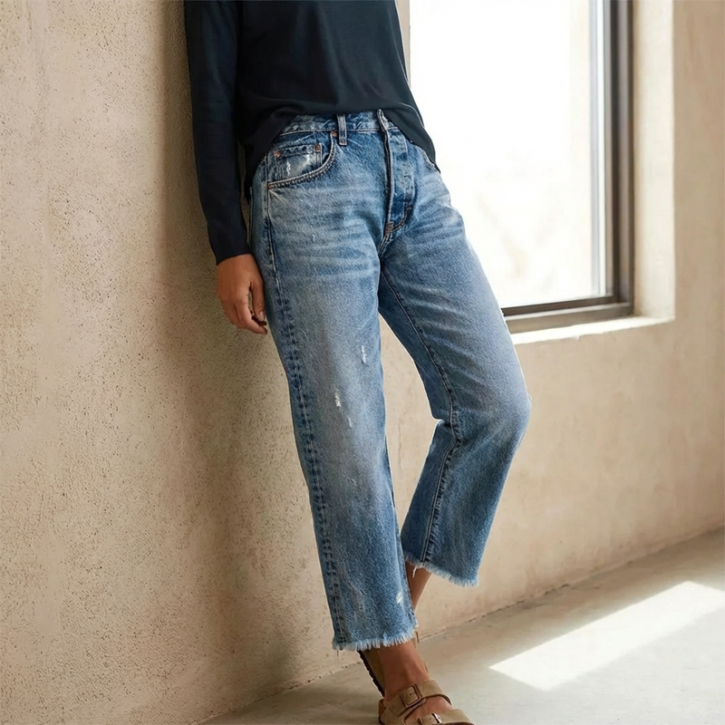 Valentina - Jeans cropped a gamba dritta dallo stile rétro